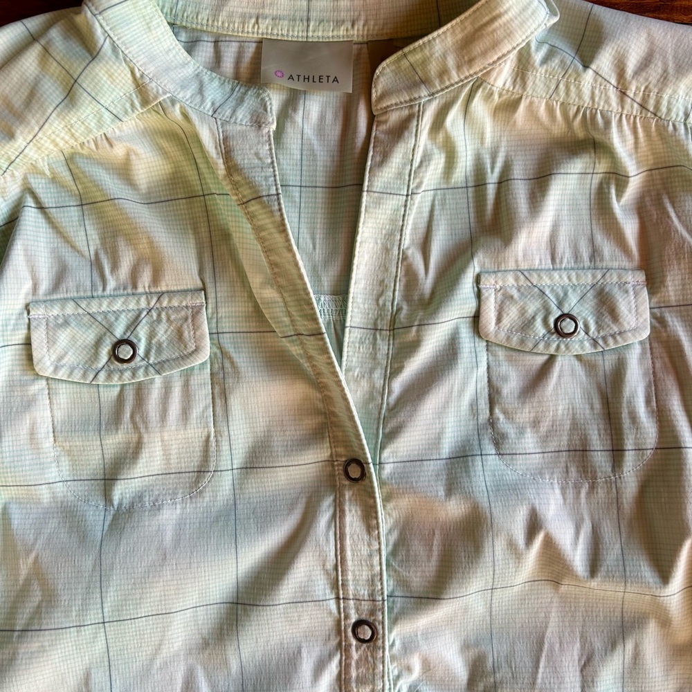 Athleta Performance Stretch Fabric Button-Up Shirt - image 2